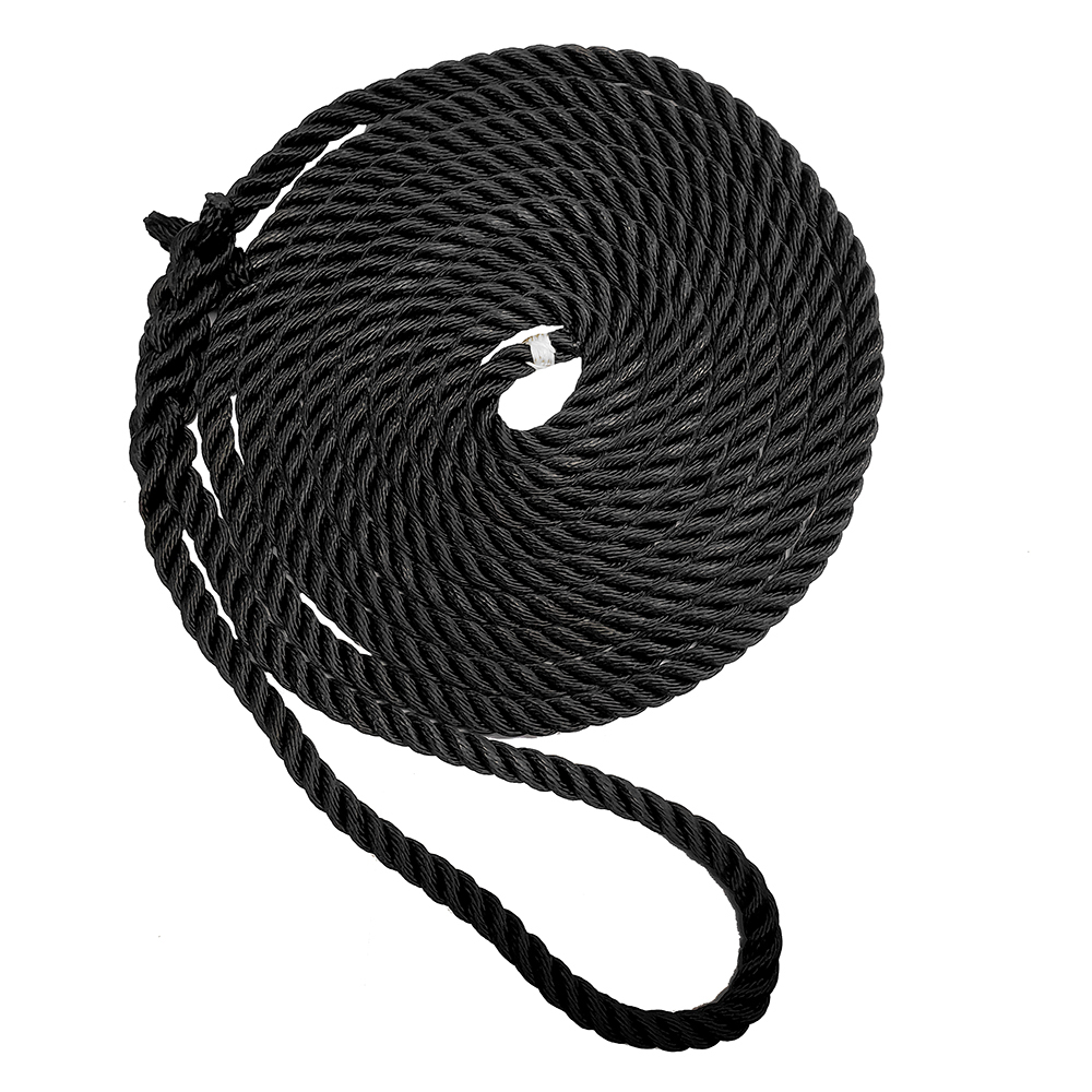 image for New England Ropes 3/8″ Premium 3-Strand Dock Line – Black – 15'