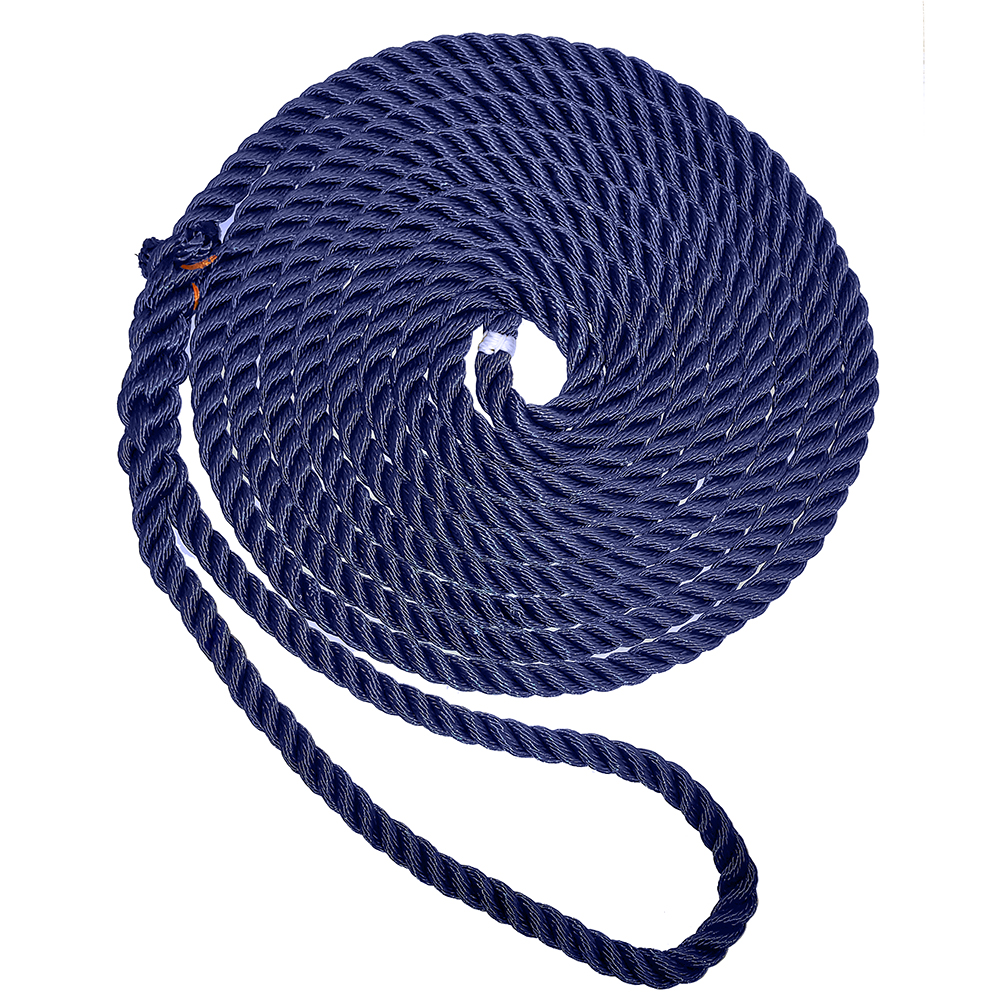 image for New England Ropes 1/2″ X 15' Premium Nylon 3 Strand Dock Line – Navy Blue