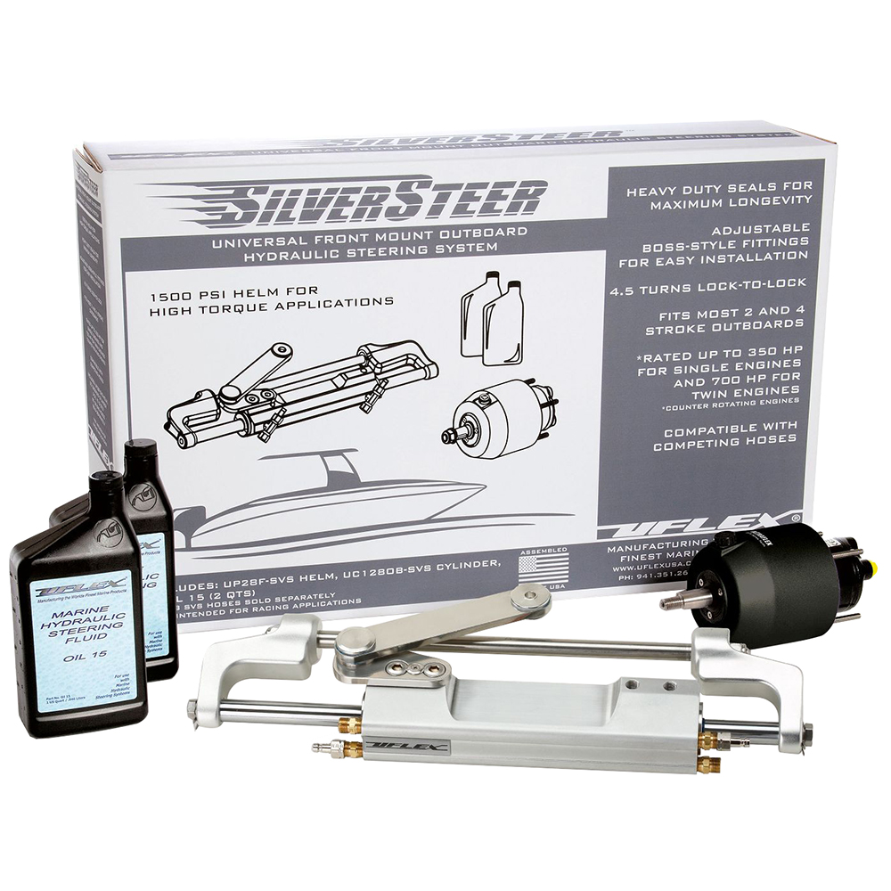 image for Uflex SilverSteer™ Front Mount Outboard Hydraulic Steering System w/ UC130-SVS-1 Cylinder