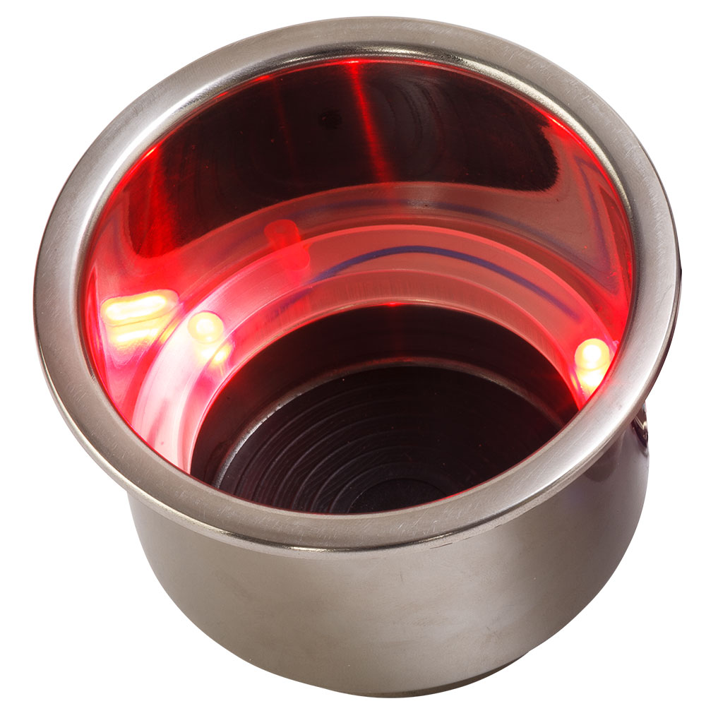 Sea-Dog LED Flush Mount Combo Drink Holder w/Drain Fitting - Red LED - 588071-1