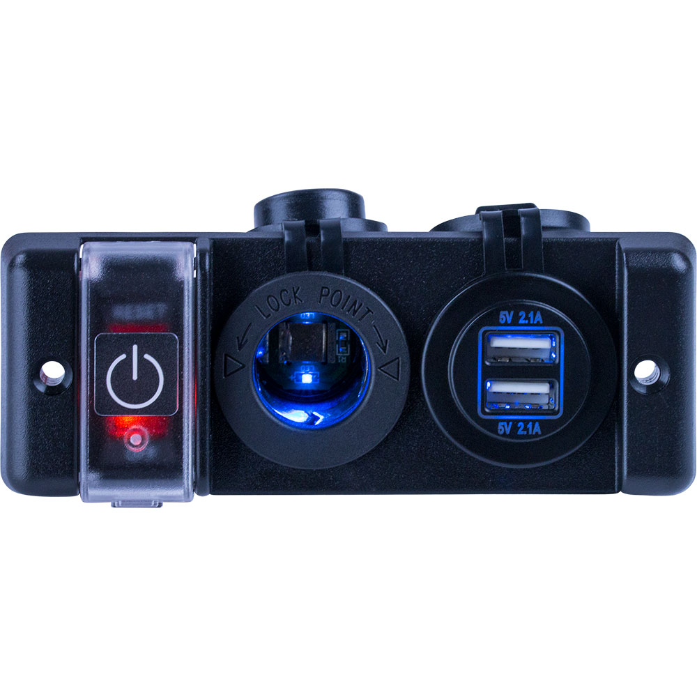 Sea-Dog Double USB & Power Socket Panel w/Breaker Switch - 426506-1