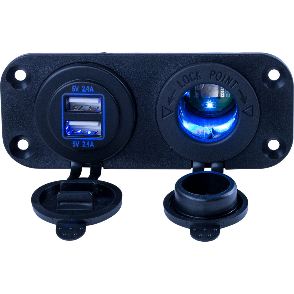 image for Sea-Dog Double USB & Power Socket Panel