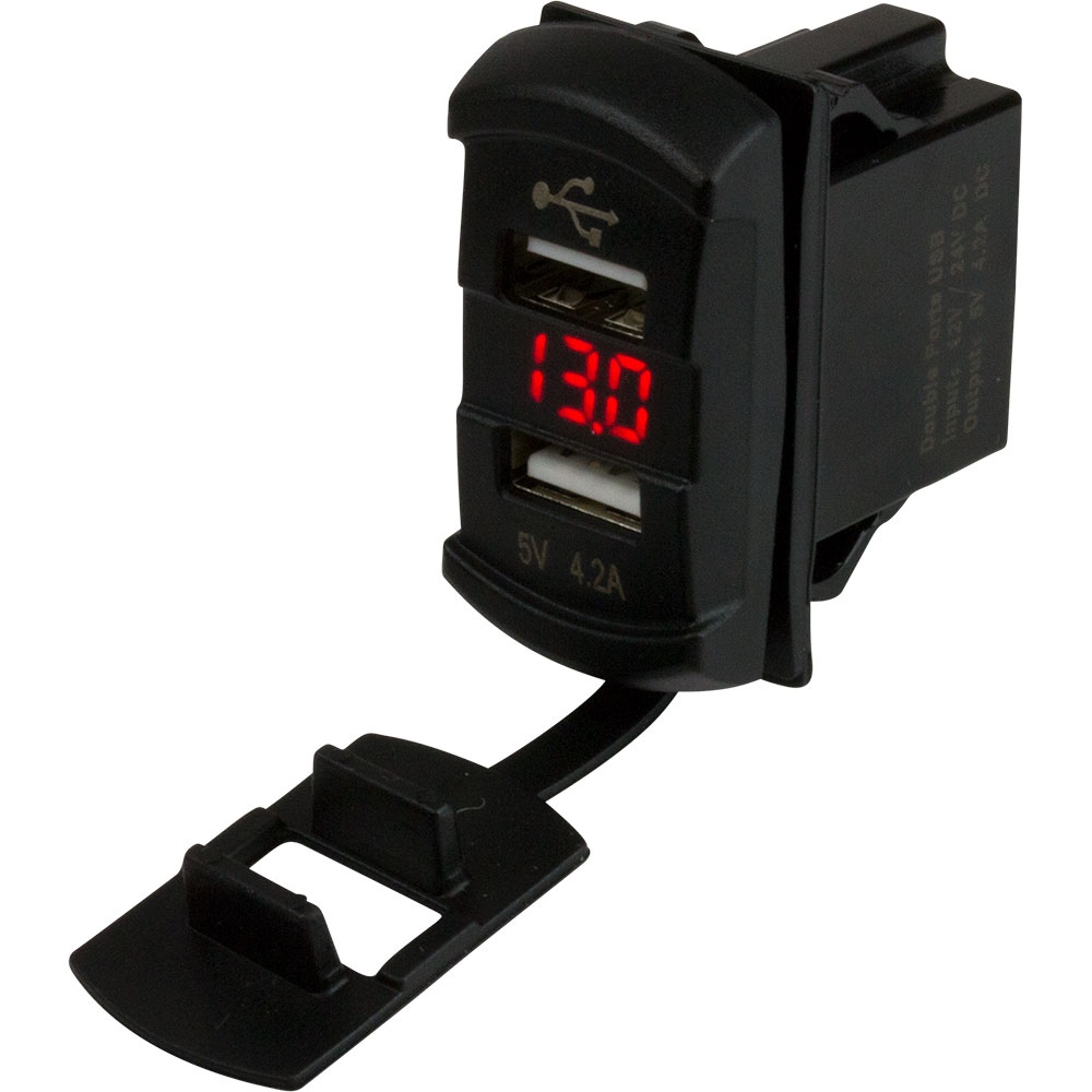 image for Sea-Dog Dual USB Rocker Switch Style Voltmeter w/Hidden Display