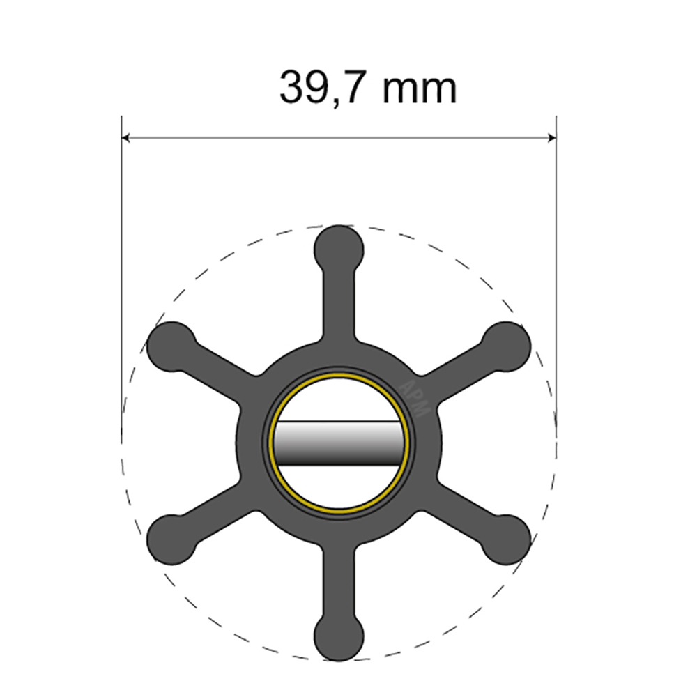 image for Albin Pump Premium Impeller Kit – 39.7 x 12 x 19.2mm – 6 Blade – Pin Insert