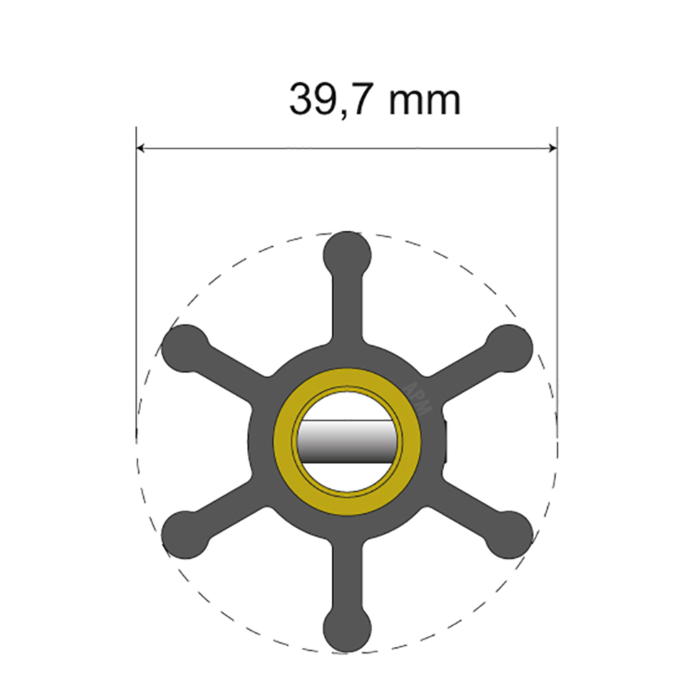 image for Albin Pump Premium Impeller Kit – 39.7 x 9.5 x 19.2mm – 6 Blade – Pin Insert