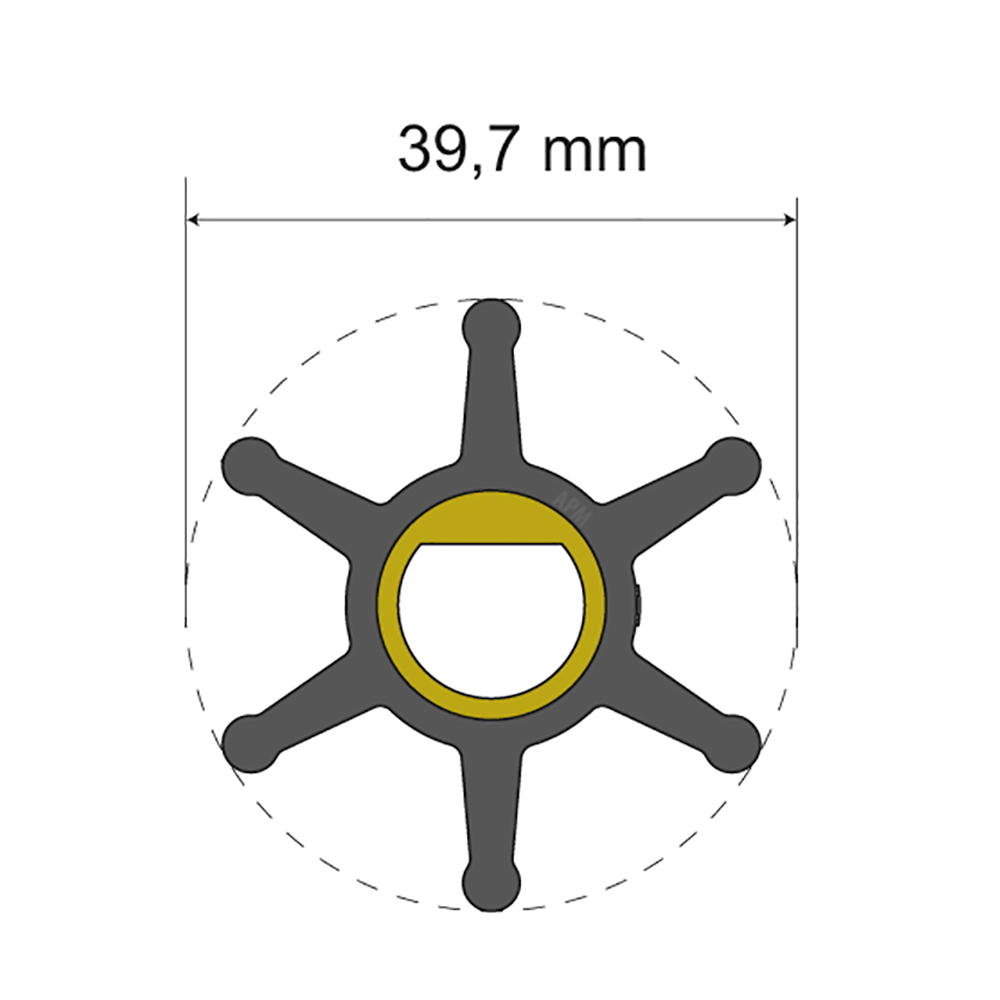 image for Albin Pump Premium Impeller Kit – 39.7 x 12 x 19.2mm – 6 Blade – Single Flat Insert