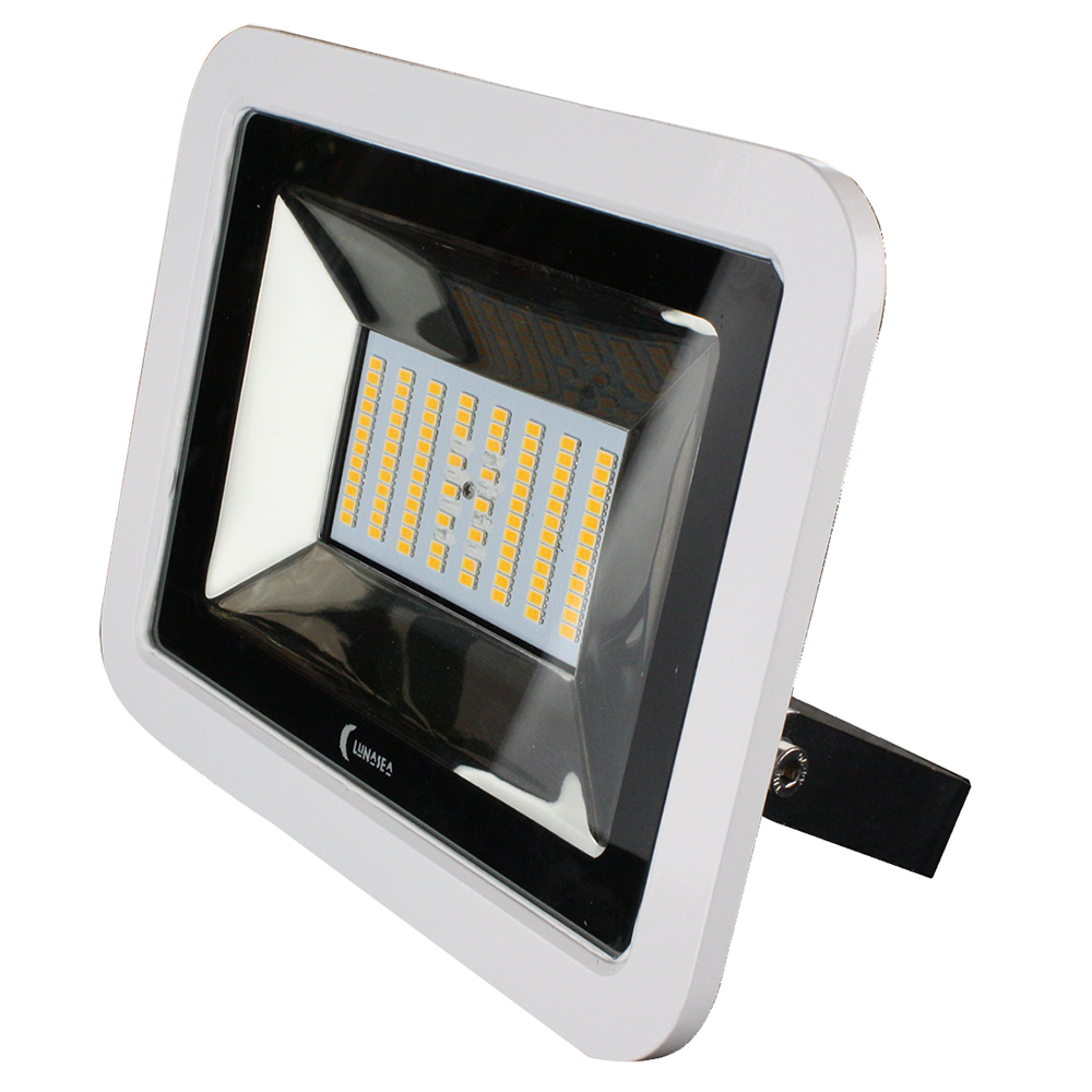 image for Lunasea 35W Slimline LED Floodlight, 120/240VAC Only, Cool White, 4500 Lumens, 3' Cord – White Housing