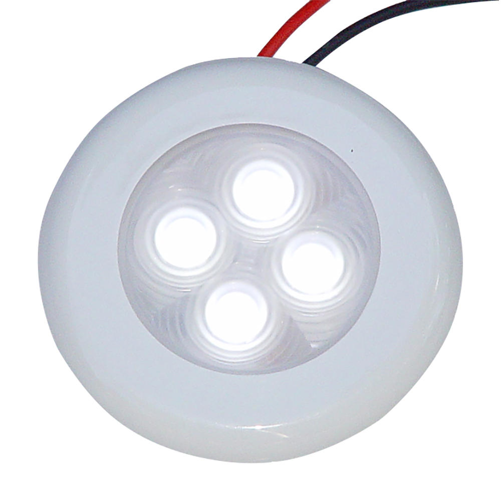 image for Aqua Signal Bogota 4 LED Round Light – White LED w/White Plastic/Optional Chrome Housing