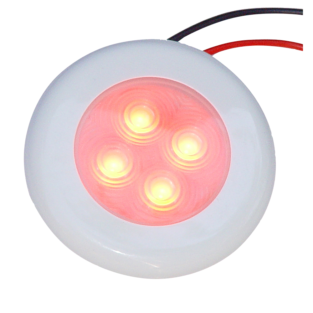 Aqua Signal Bogota 4 LED Round Light - Red LED w/White Plastic/Optional Chrome Housing CD-78477
