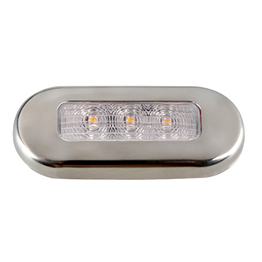 Aqua Signal Cordoba LED Oblong Oval Courtesy Light - 12V - Warm White w/Stainless Steel Housing CD-78481