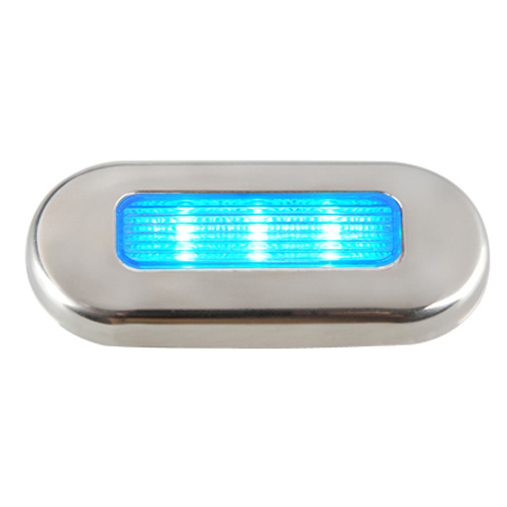Aqua Signal Cordoba LED Oblong Oval Courtesy Light - 12V - Blue w/Stainless Steel Housing CD-78482