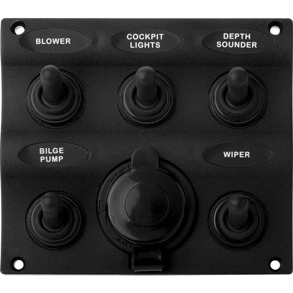 image for Sea-Dog Nylon Switch Panel – Water Resistant – 5 Toggles w/Power Socket