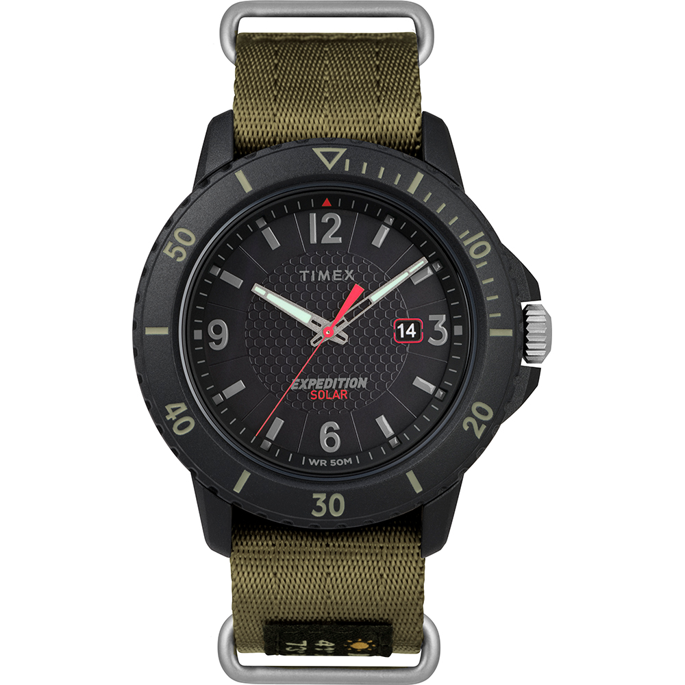 image for Timex Gallatin Nylon Slip-Thru Watch – Solar Green/Black Dial
