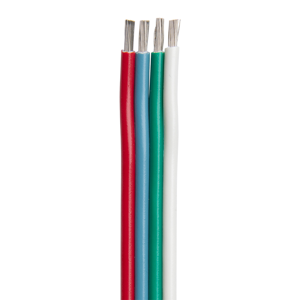 Ancor Flat Ribbon Bonded RGB Cable 18/4 AWG - Red, Light Blue, Green &amp; White - 100&#39; CD-80181