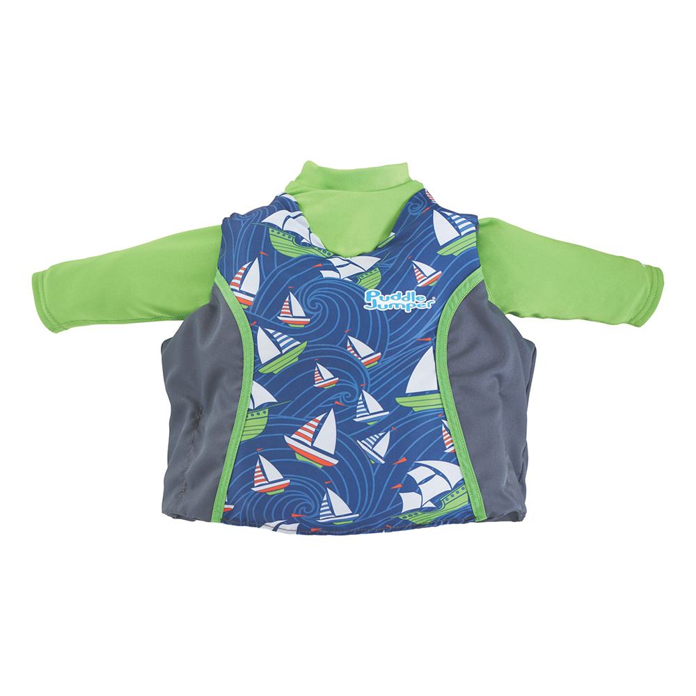 image for Puddle Jumper Kids 2-in-1 Life Jacket & Rash Guard – Sailboards – 33-55lbs