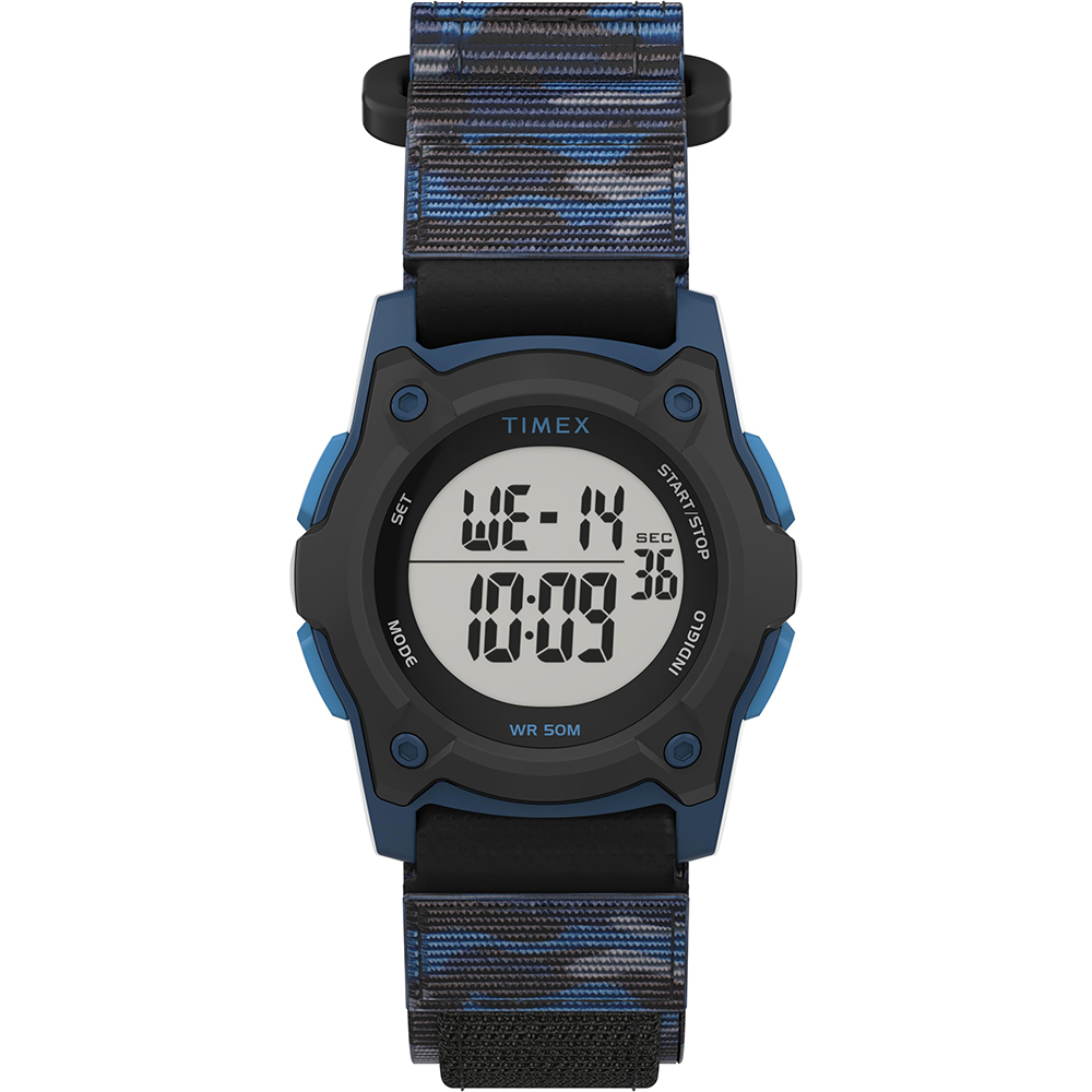 Timex Kid&#39;s Digital 35mm Watch - Blue Camo w/Fastwrap Strap CD-80812