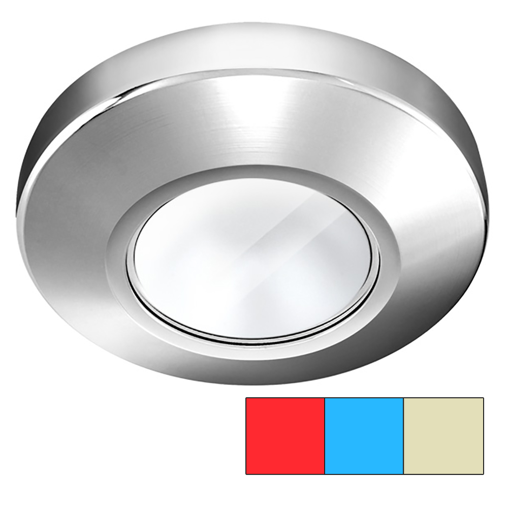 image for i2Systems Profile P1120 Tri-Light Surface Light – Red, Warm White & Blue – Chrome Finish