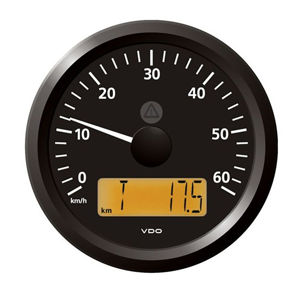 image for Veratron 3-3/8″ (85 mm) ViewLine Speedometer – 0 to 60 KMH – 12/24V – Black Dial & Triangular Bezel