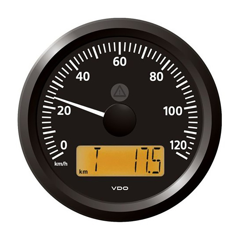 image for Veratron 3-3/8″ (85 mm) ViewLine Speedometer – 0 to 120 KMH – 12/24V – Black Dial & Triangular Bezel