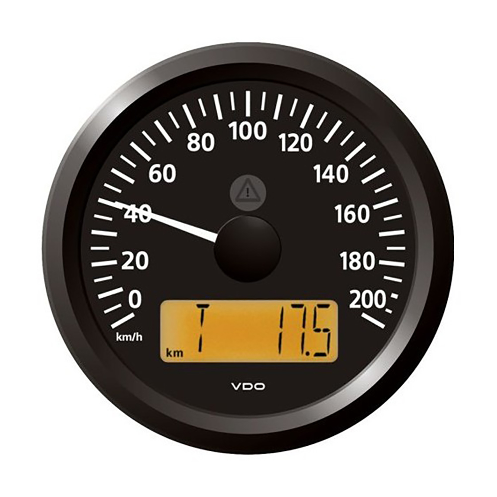 image for Veratron 3-3/8″ (85 mm) ViewLine Speedometer – 0 to 200 KMH – 12/24V – Black Dial & Triangular Bezel
