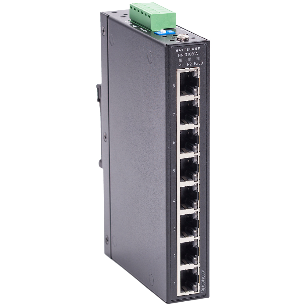 image for Hatteland Industrial 8-Port Slim Type Unmanaged Gigabit Ethernet Switch