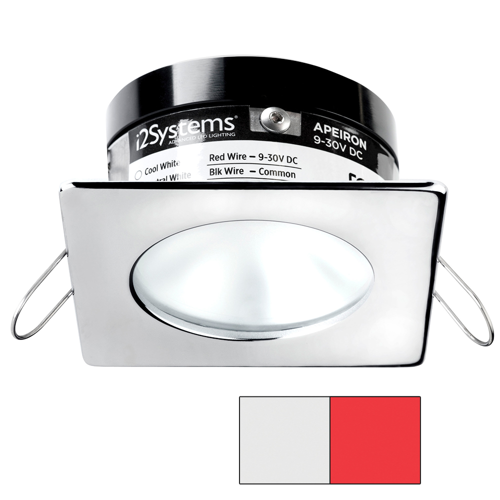 image for i2Systems Apeiron A503 3W Spring Mount Light – Square/Round – Cool White & Red – Polished Chrome Finish