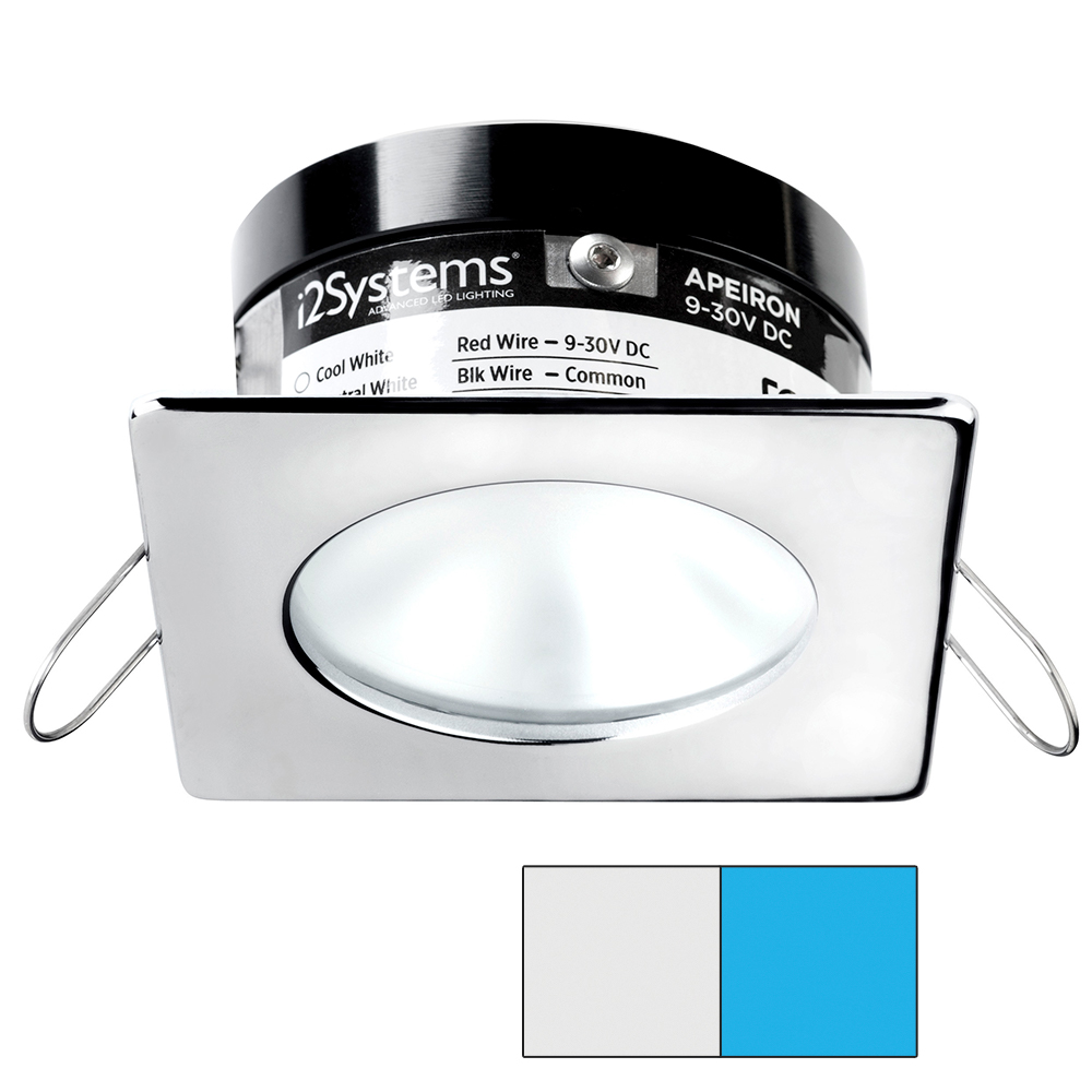image for i2Systems Apeiron A503 3W Spring Mount Light – Square/Round – Cool White & Blue – Polished Chrome Finish
