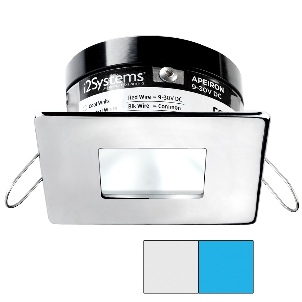 image for i2Systems Apeiron A503 3W Spring Mount Light – Square/Square – Cool White & Blue – Polished Chrome Finish
