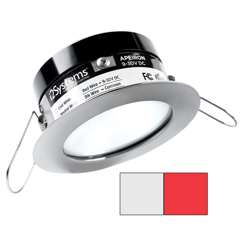 image for i2Systems Apeiron PRO A503 – 3W Spring Mount Light – Round – Cool White & Red – Brushed Nickel Finish