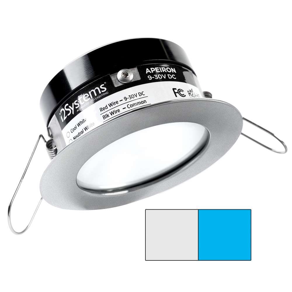 image for i2Systems Apeiron PRO A503 – 3W Spring Mount Light – Round – Cool White & Blue – Brushed Nickel Finish