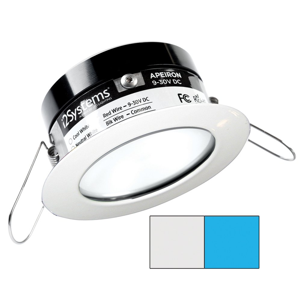image for i2Systems Apeiron PRO A503 – 3W Spring Mount Light – Round – Cool White & Blue – White Finish