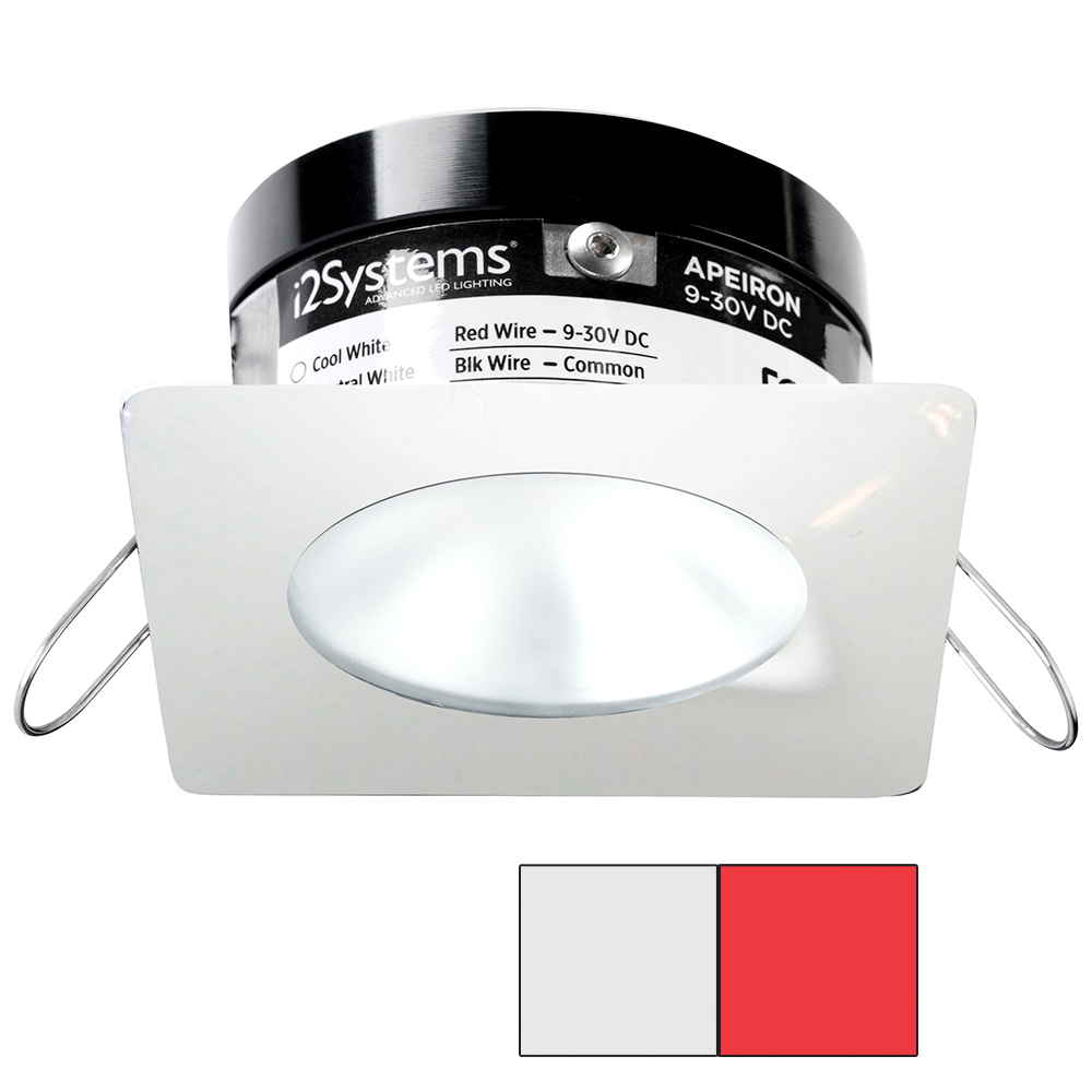 image for i2Systems Apeiron PRO A503 – 3W Spring Mount Light – Square/Round – Cool White & Red – White Finish