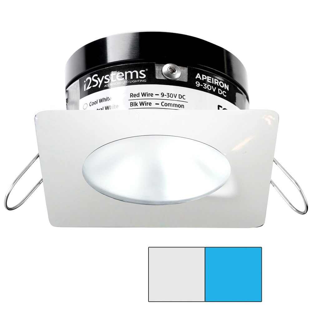 image for i2Systems Apeiron PRO A503 – 3W Spring Mount Light – Square/Round – Cool White & Blue – White Finish