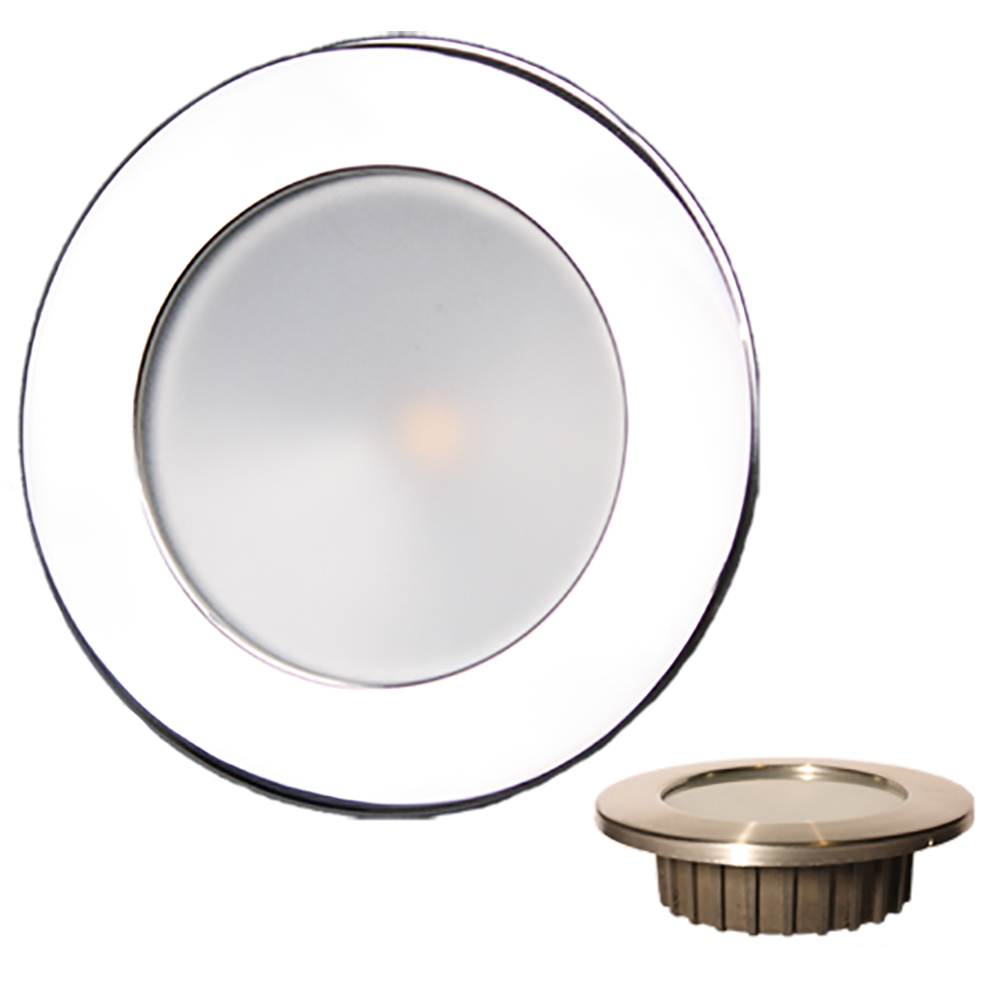 image for Lunasea “ZERO EMI” Recessed 3.5” LED Light – Warm White, Red w/Polished Stainless Steel Bezel – 12VDC