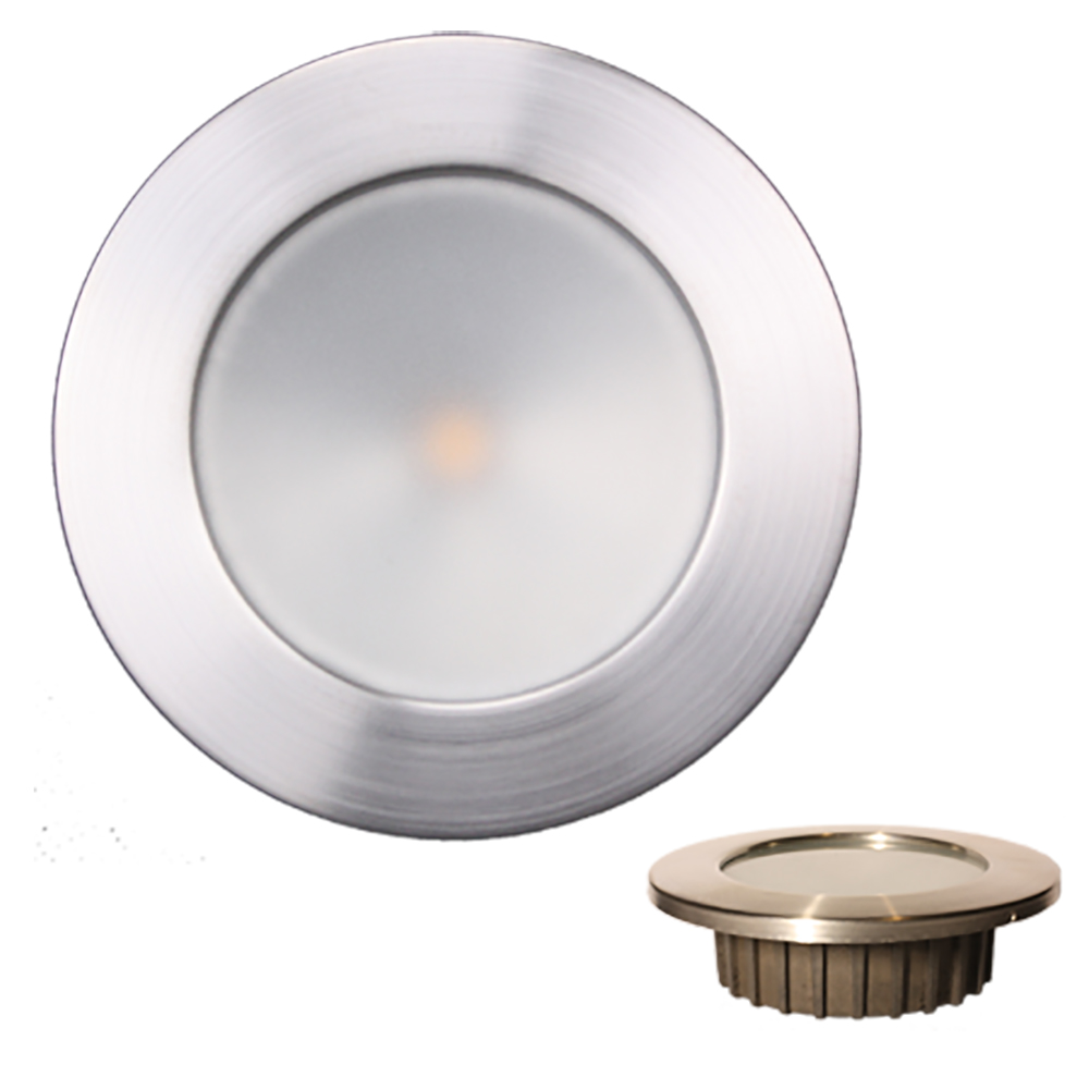 image for Lunasea “ZERO EMI” Recessed 3.5” LED Light – Warm White w/Brushed Stainless Steel Bezel – 12VDC