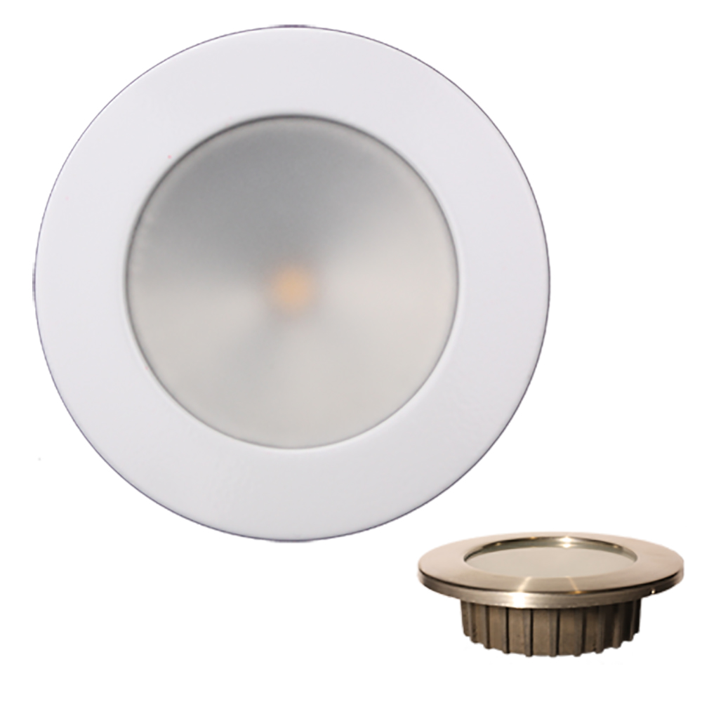 image for Lunasea “ZERO EMI” Recessed 3.5” LED Light – Warm White, Red w/White Stainless Steel Bezel – 12VDC