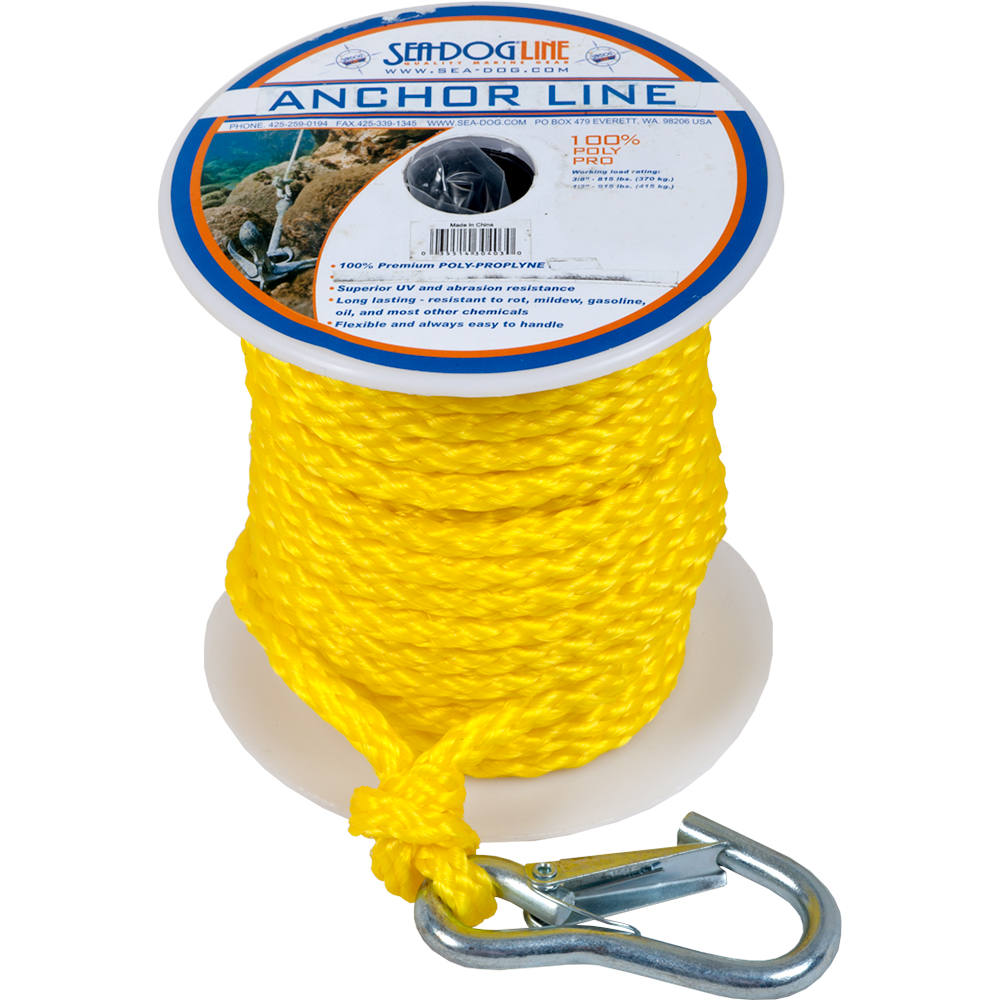 image for Sea-Dog Poly Pro Anchor Line w/Snap – 3/8″ x 100' – Yellow