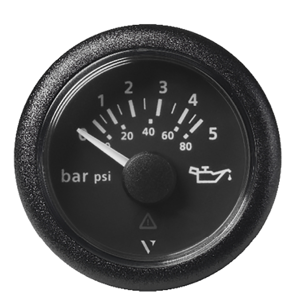 image for Veratron 52 MM (2-1/16″) ViewLine Oil Pressure Gauge 5 Bar/80 PSI – Black Dial & Round Bezel