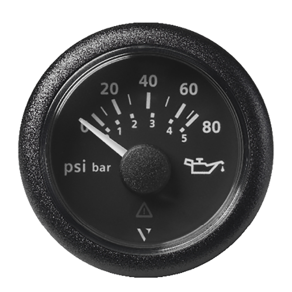 image for Veratron 52MM (2-1/16″) ViewLine Oil Pressure Gauge 80 PSI/5 Bar – Black Dial & Round Bezel