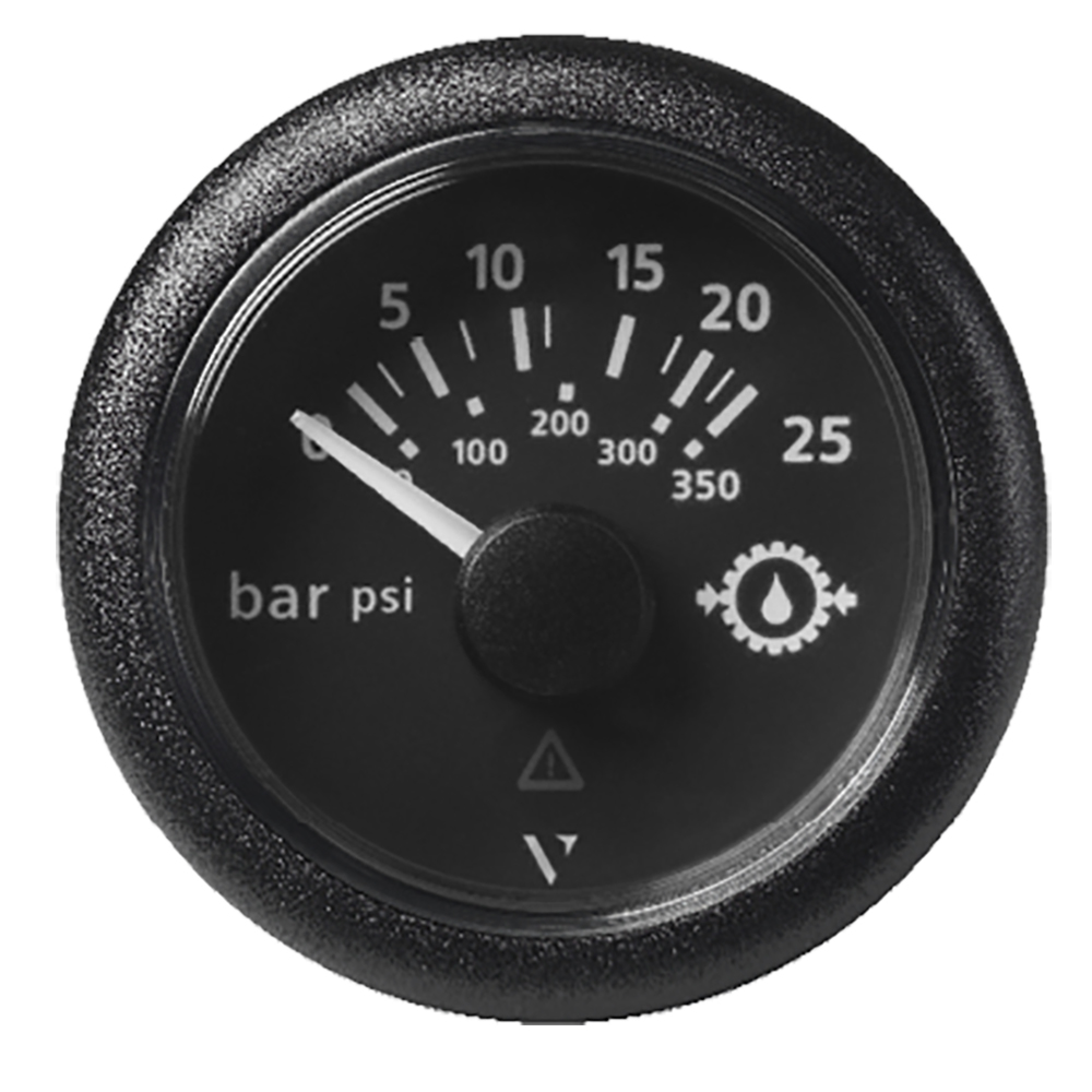 image for Veratron 52MM (2-1/16″) ViewLine Transmission Oil Pressure 25 Bar/350 PSI – Black Dial & Round Bezel