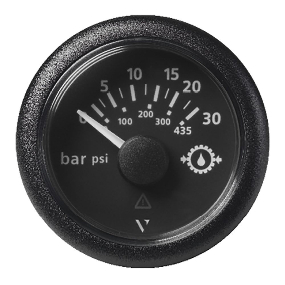 image for Veratron 52MM (2-1/16″) ViewLine Transmission Oil Pressure 30 Bar/435 PSI – Black Dial & Round Bezel