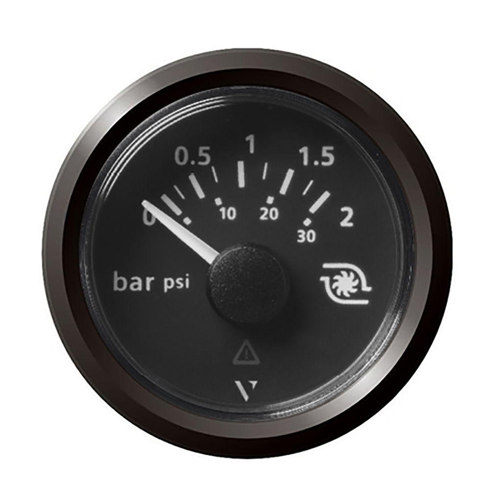 image for Veratron 52MM (2-1/16″) ViewLine Boost Pressure Gauge 2 Bar/30 PSI – Black Dial & Triangular Bezel