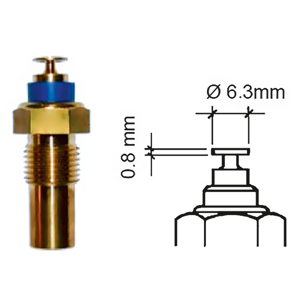 image for Veratron Engine Oil Temperature Sensor – Single Pole, Spade Connect – 50-150°C/120-300°F – 6/24V – M10 x 1.5 Thread