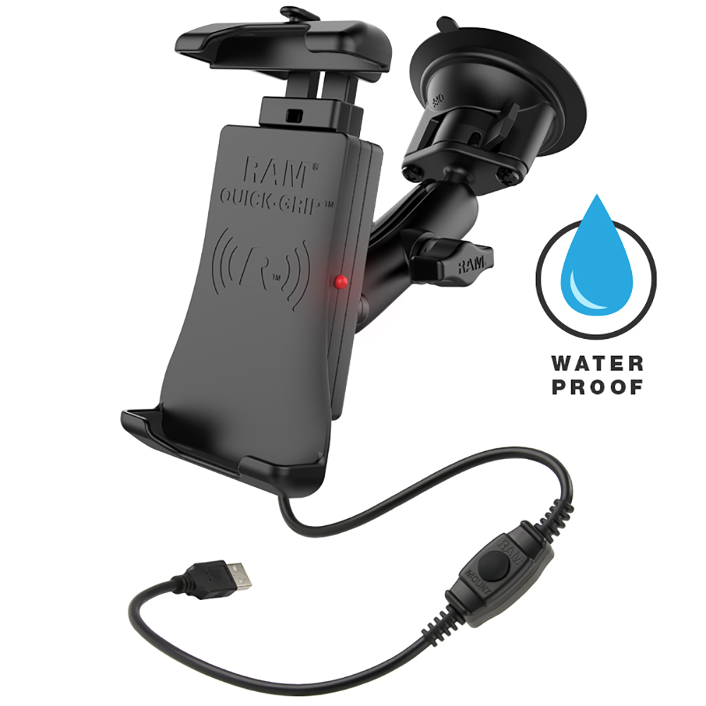 image for RAM Mount Quick-Grip™ Waterproof Wireless Charging Suction Cup Mount