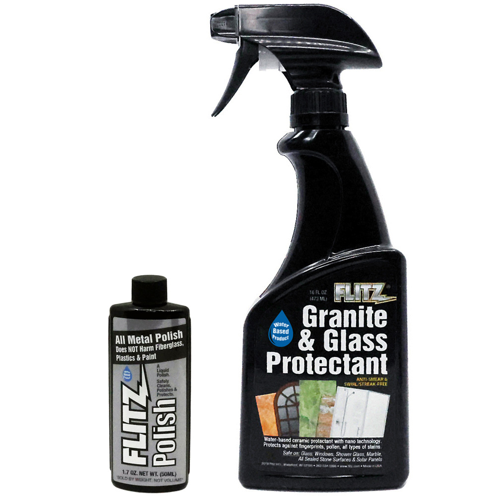Flitz Granite & Glass Protectant 16oz Spray Bottle w/1-1.7oz Liquid Polish - GRX22806LQ04502