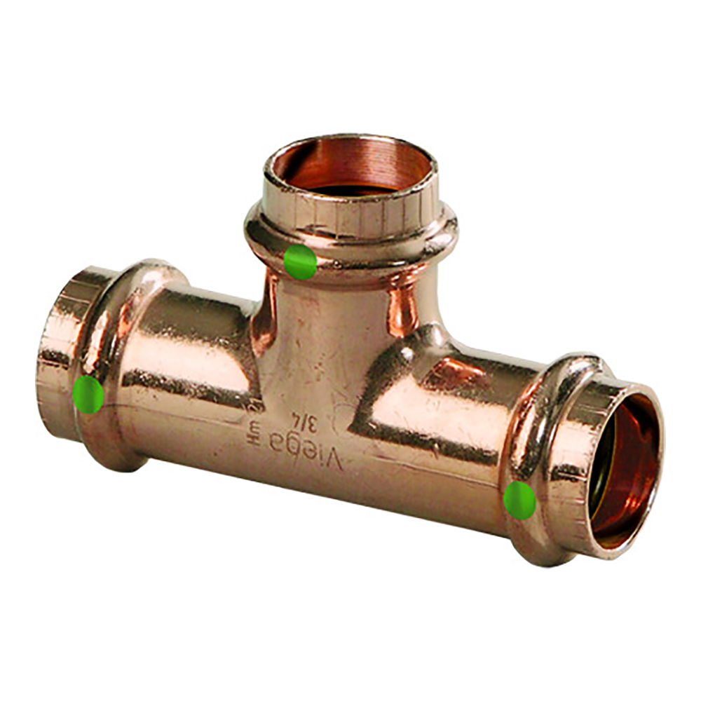 image for Viega ProPress 1/2″ Copper Tee – Triple Press Connection – Smart Connect Technology