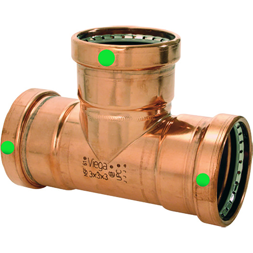 image for Viega ProPress 2-1/2″ Copper Tee – Triple Press Connection – Smart Connect Technology