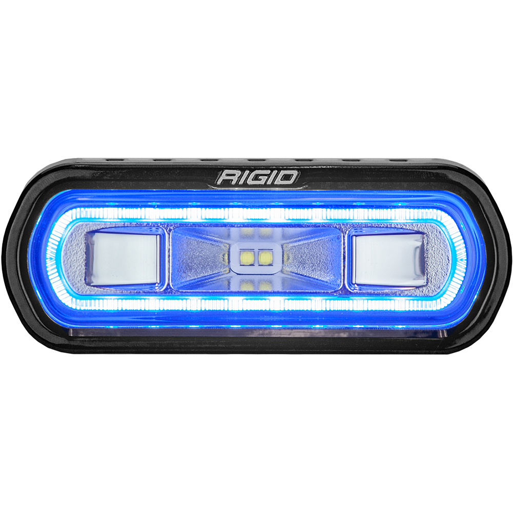 image for RIGID Industries SR-L Series Marine Spreader Light – Black Surface Mount – White Light w/Blue Halo