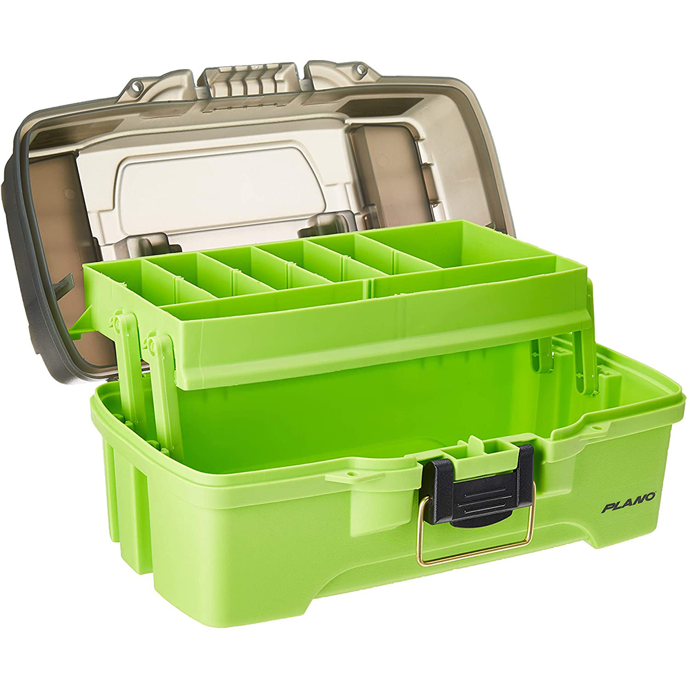 image for Plano 1-Tray Tackle Box w/Dual Top Access – Smoke & Bright Green