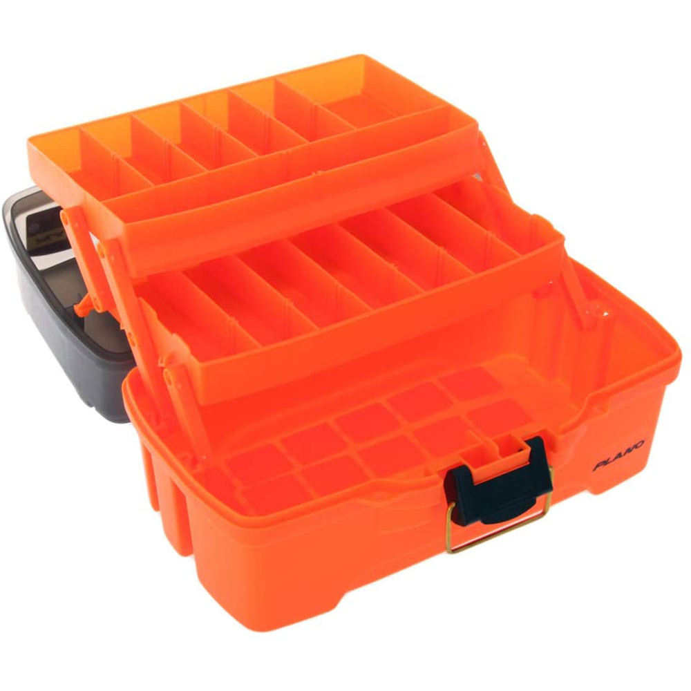 image for Plano 2-Tray Tackle Box w/Dual Top Access – Smoke & Bright Orange